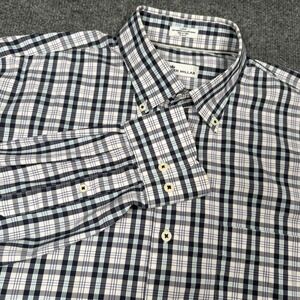 Peter Millar Shirt Mens Large Blue White Plaid Button Down Long Sleeve